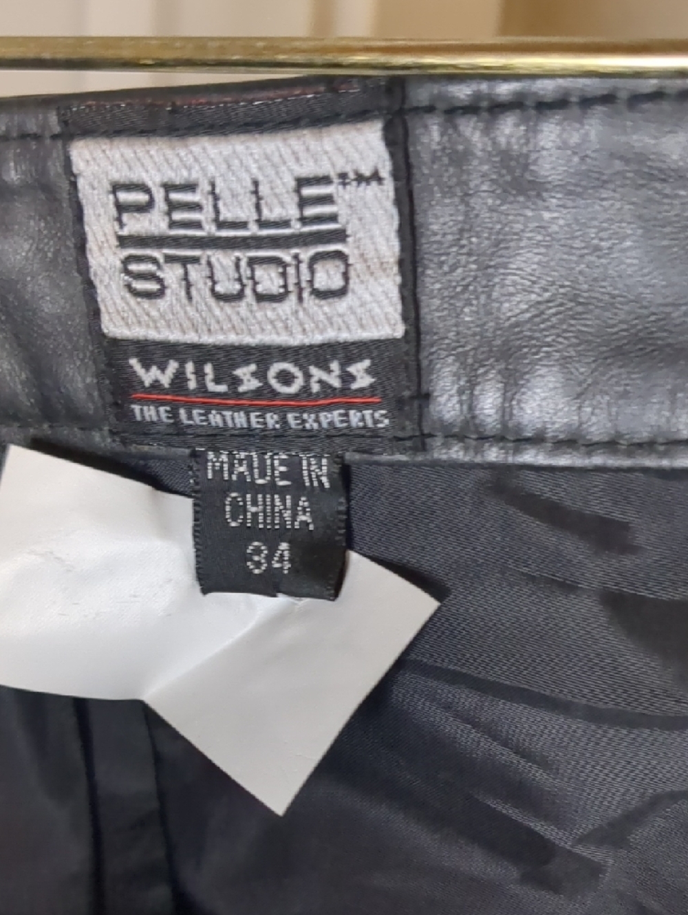 Wilsons Pelle Studio Mens Black Leather Pants SZ 34 Straight Leg - Picture 8 of 8